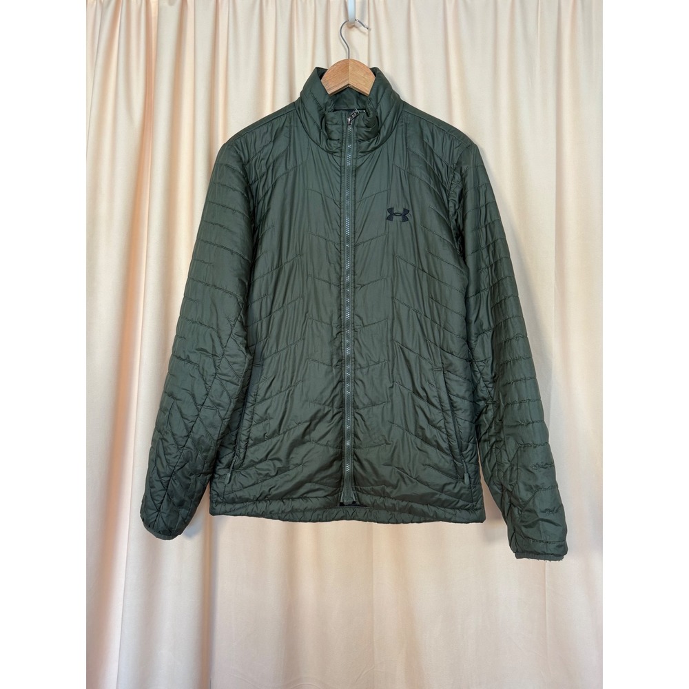 Under Armour Storm ColdGear Jacket Mens Medium Green Puffer Quilted Full Zip